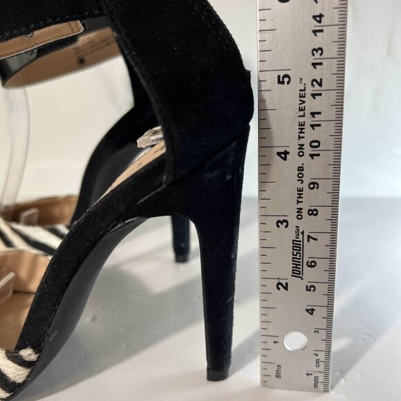 Luxe By Just Fab Pump Heels Womens Size 6 Black White Zebra Peep Toe Ankle Strap - Picture 13 of 13
